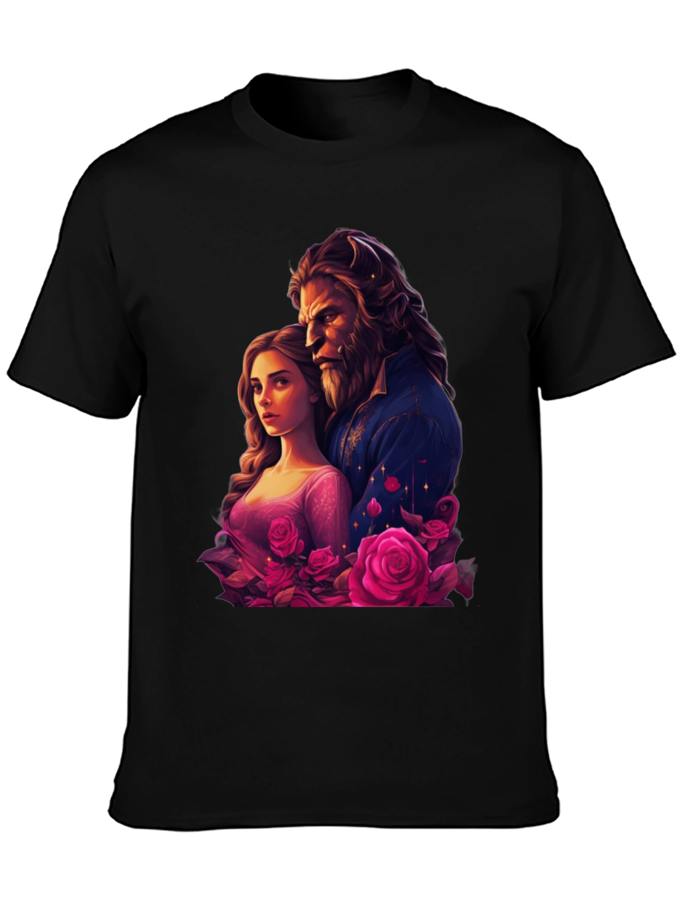 Camiseta Bella y Bestia Rosas - Diseño Romántico