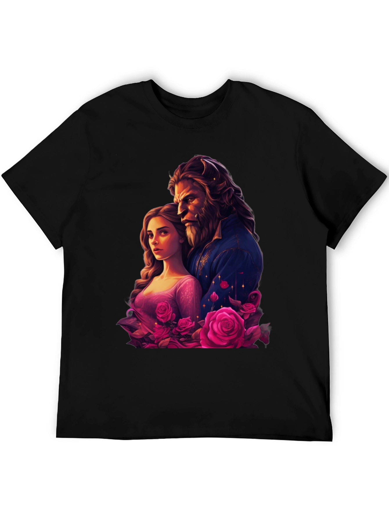 Camiseta Bella y Bestia Rosas - Diseño Romántico