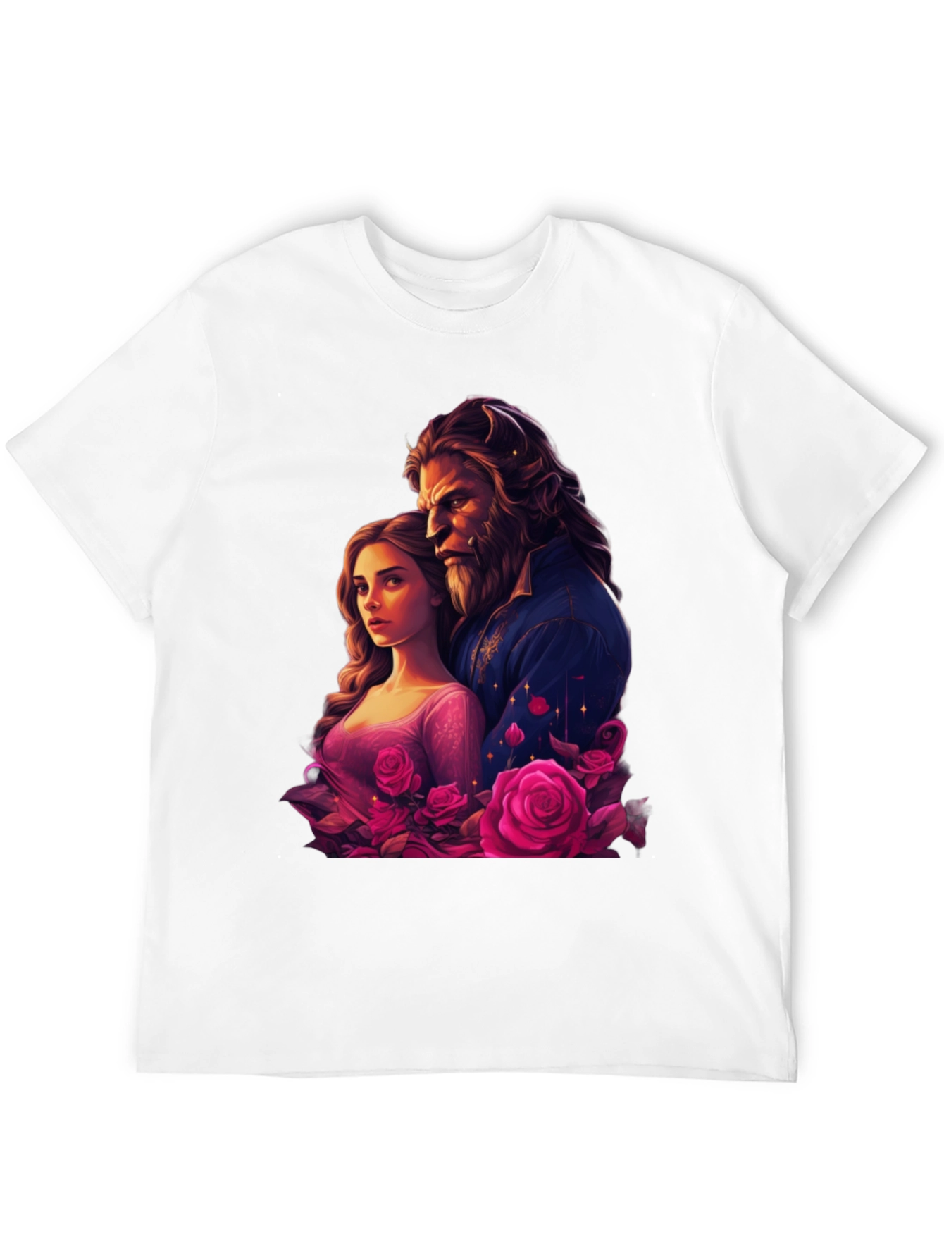 Camiseta Bella y Bestia Rosas - Diseño Romántico