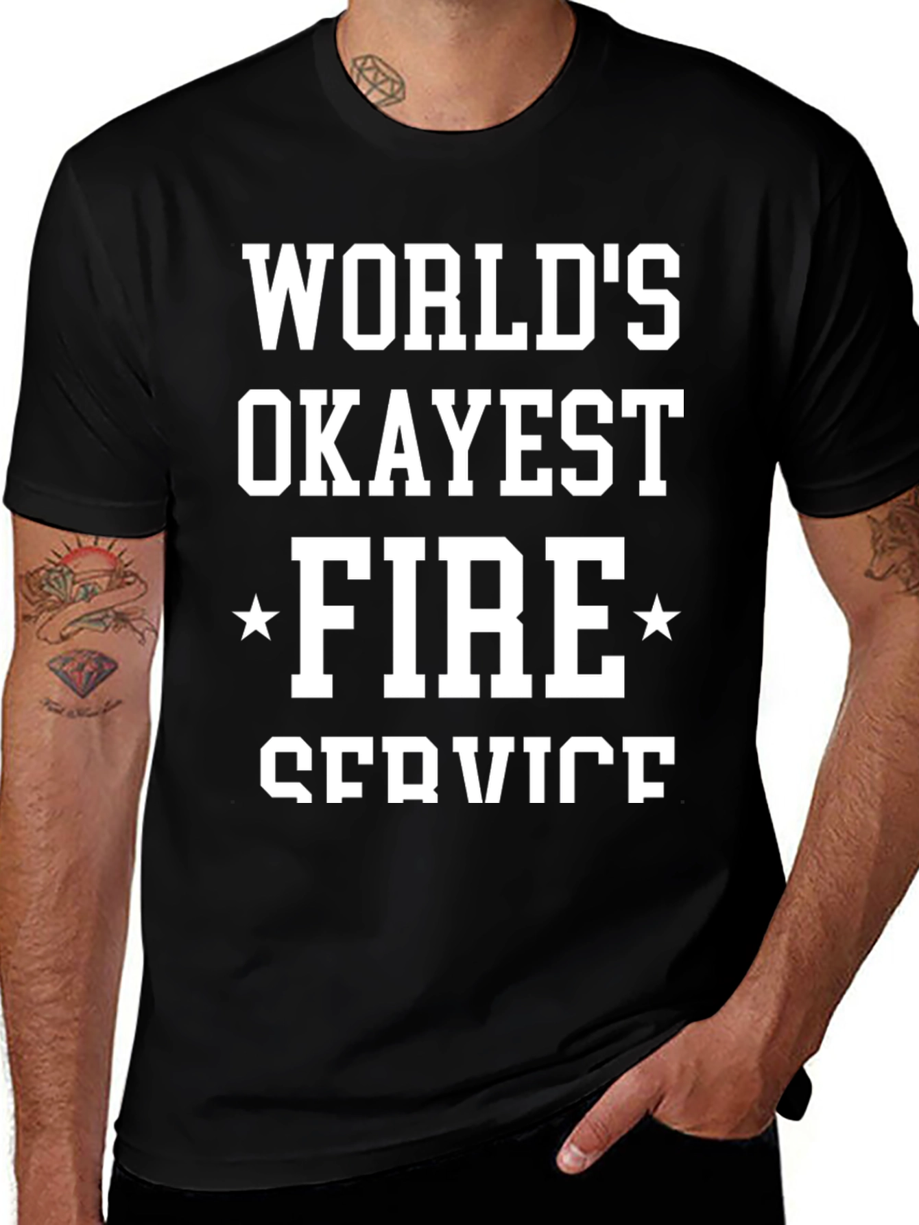 Camiseta Negra: Worlds Okayest Fire Service