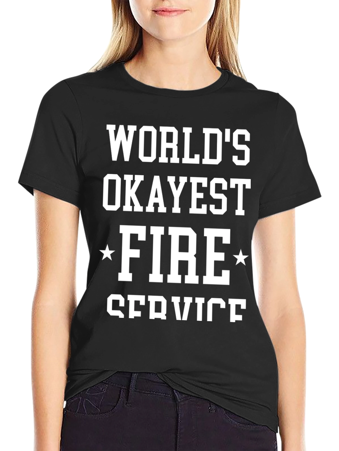 Camiseta Negra: Worlds Okayest Fire Service