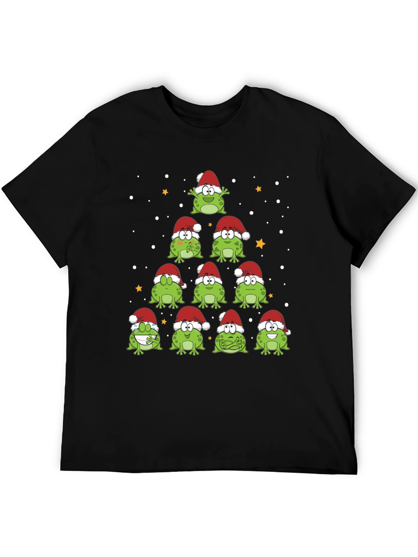 Camiseta Negra Árbol Navidad Ranas