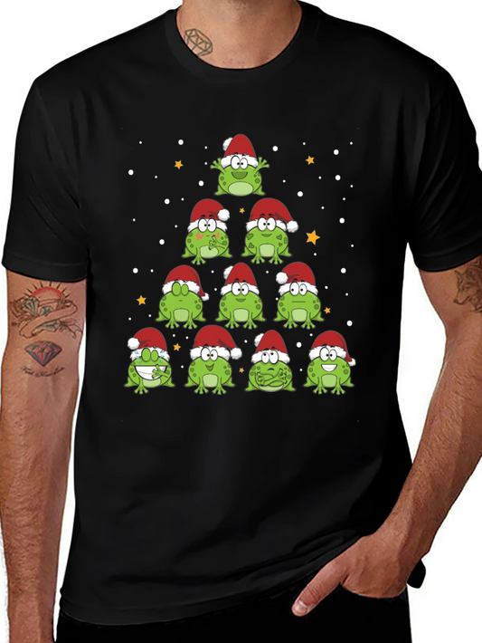 Camiseta Negra Árbol Navidad Ranas