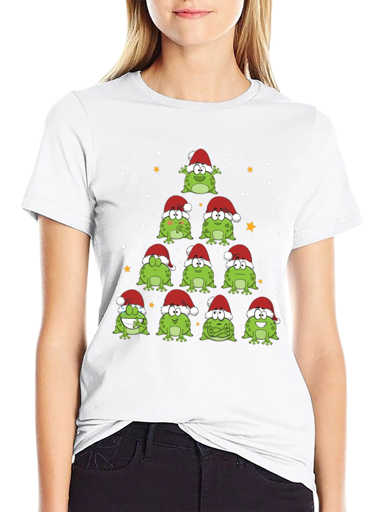 Camiseta Negra Árbol Navidad Ranas