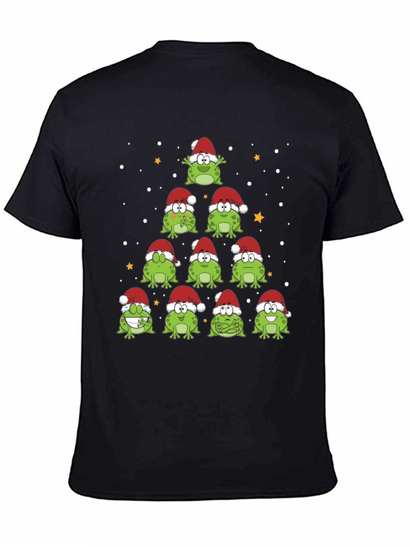 Camiseta Negra Árbol Navidad Ranas