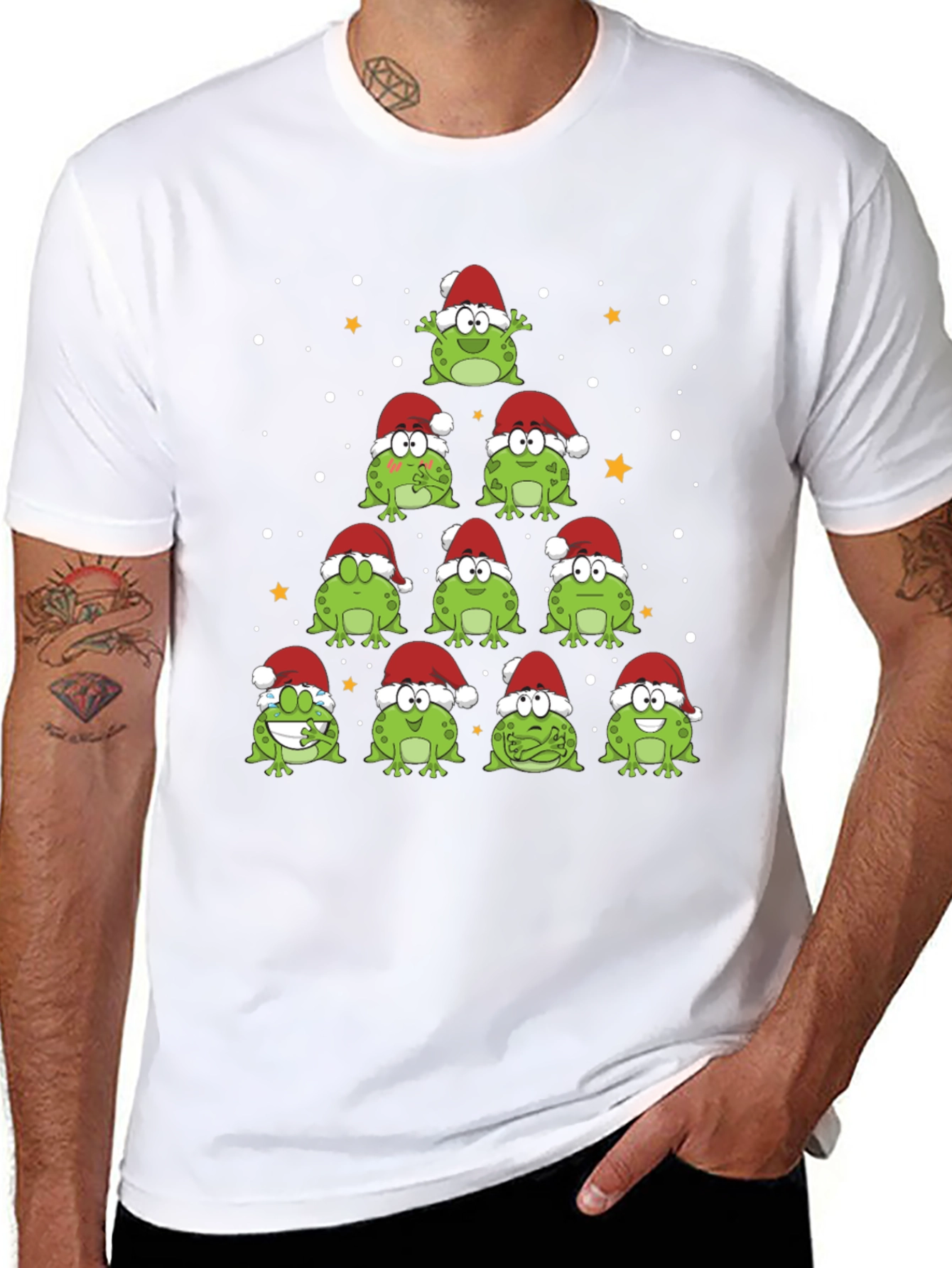 Camiseta Negra Árbol Navidad Ranas