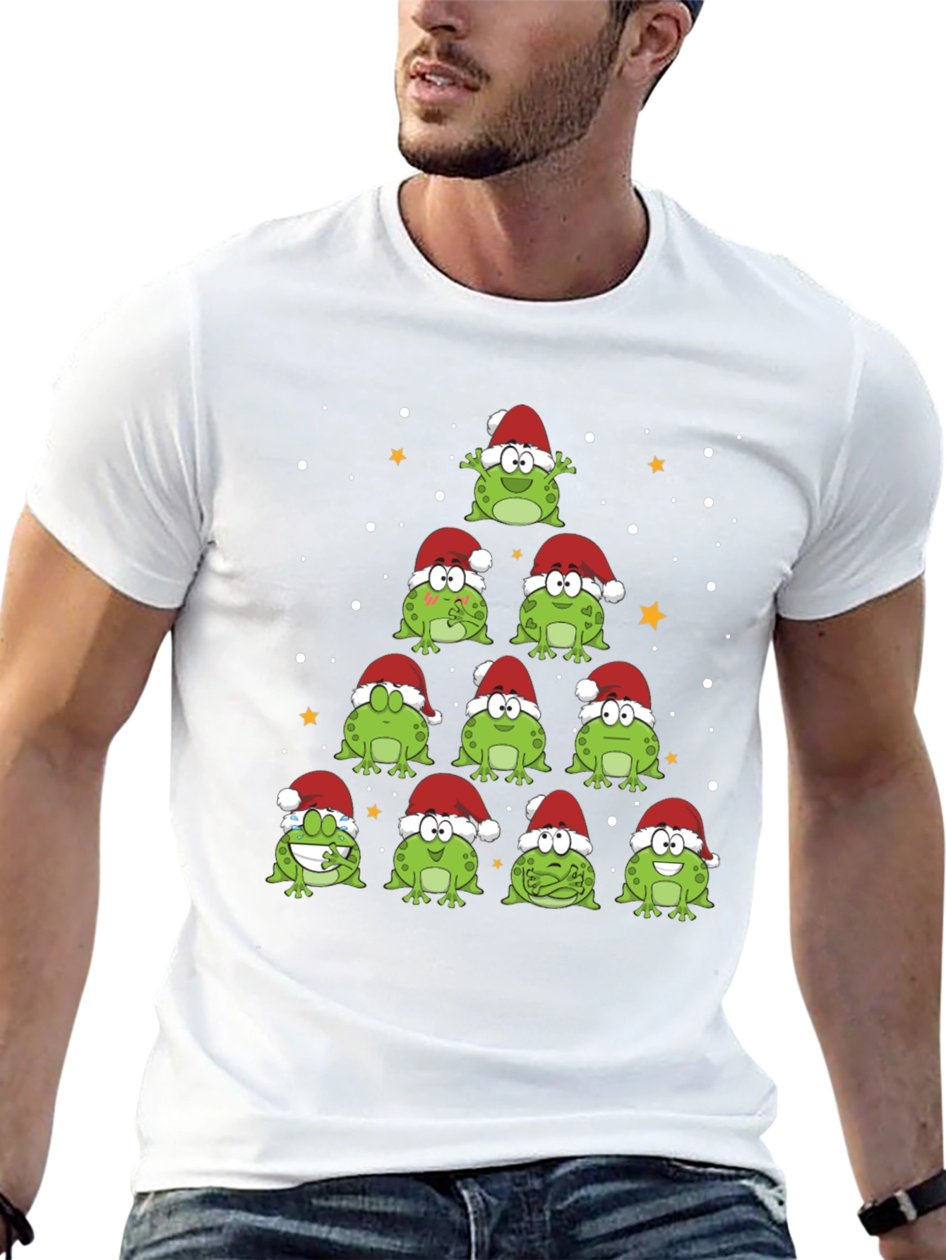 Camiseta Negra Árbol Navidad Ranas