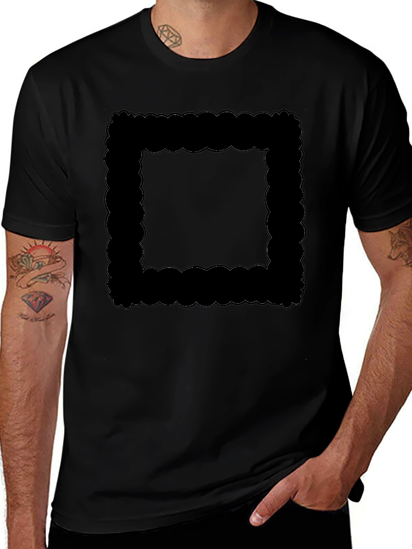 Camiseta Negra con Diseño Gráfico Moderno