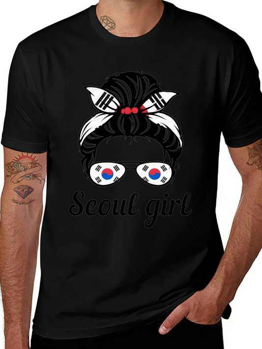 Camiseta Negra Seoul Girl - Estilo Coreano