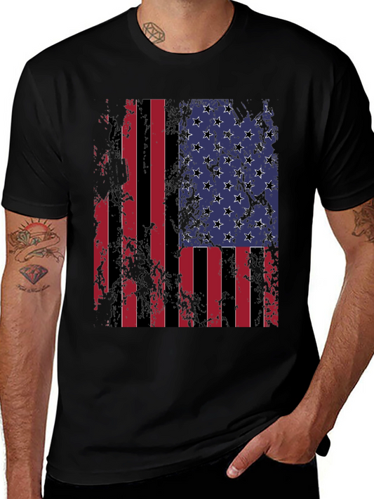 Camiseta Negra Bandera Americana Estilo Vintage