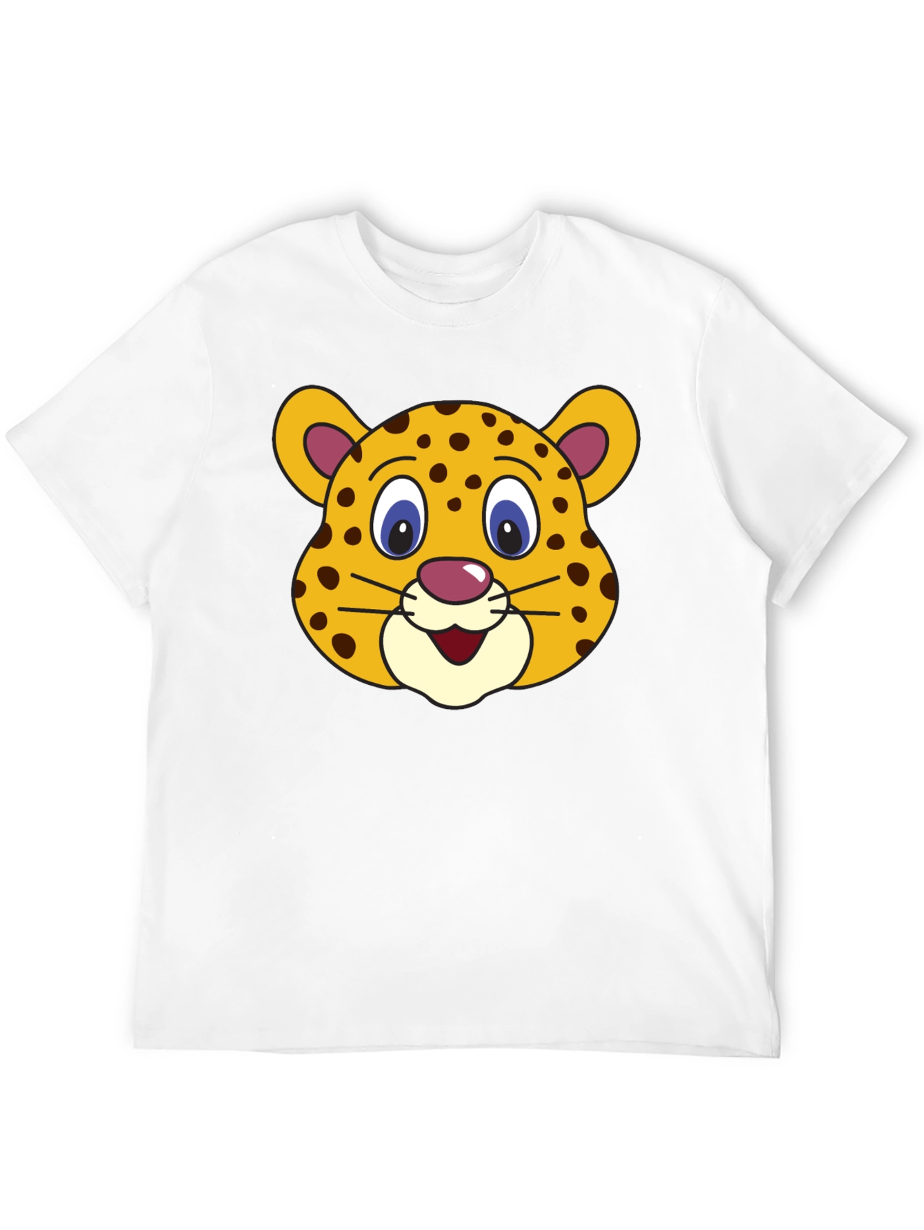 Camiseta Negra con Estampado de Leopardo Animado