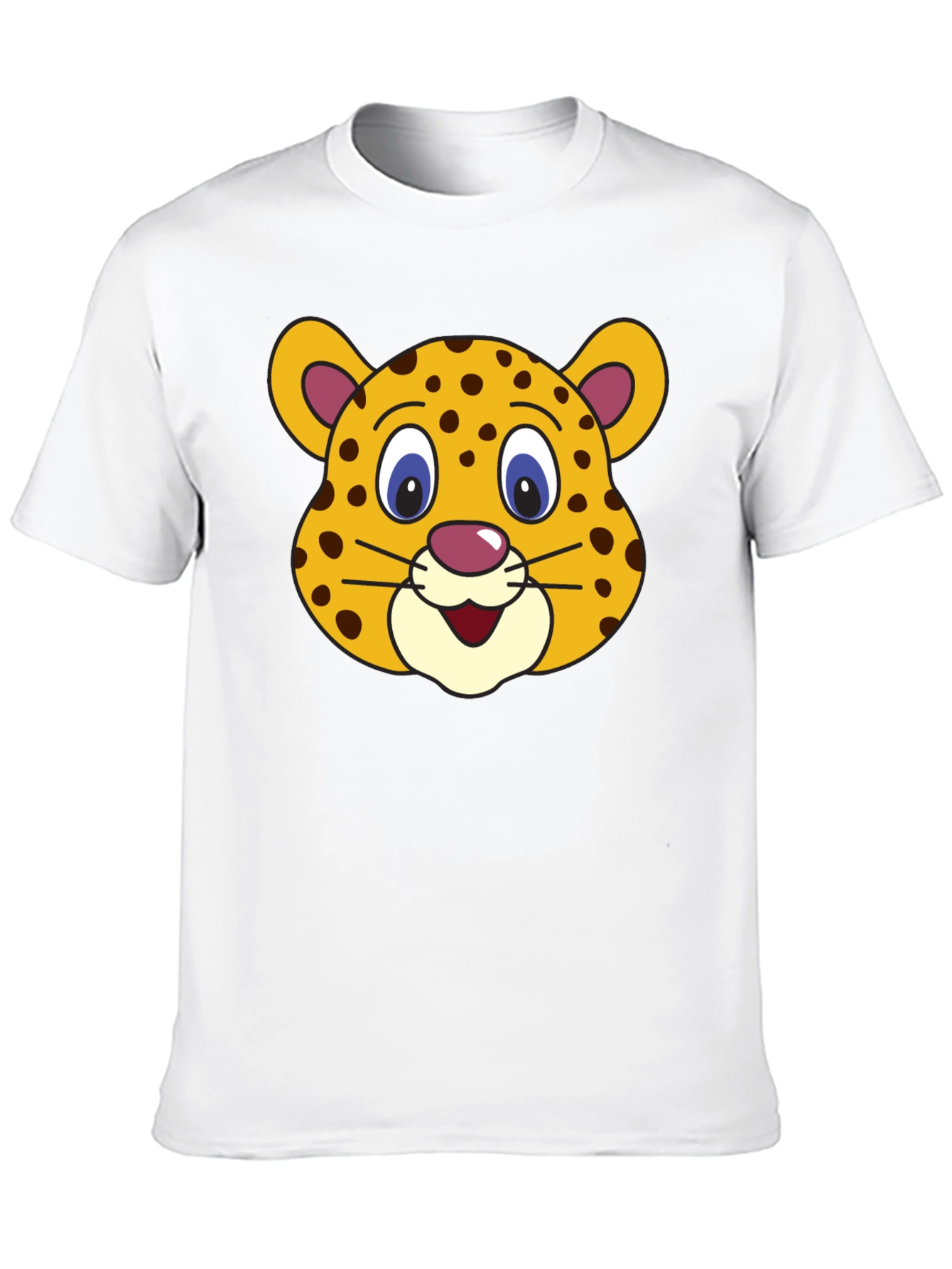 Camiseta Negra con Estampado de Leopardo Animado