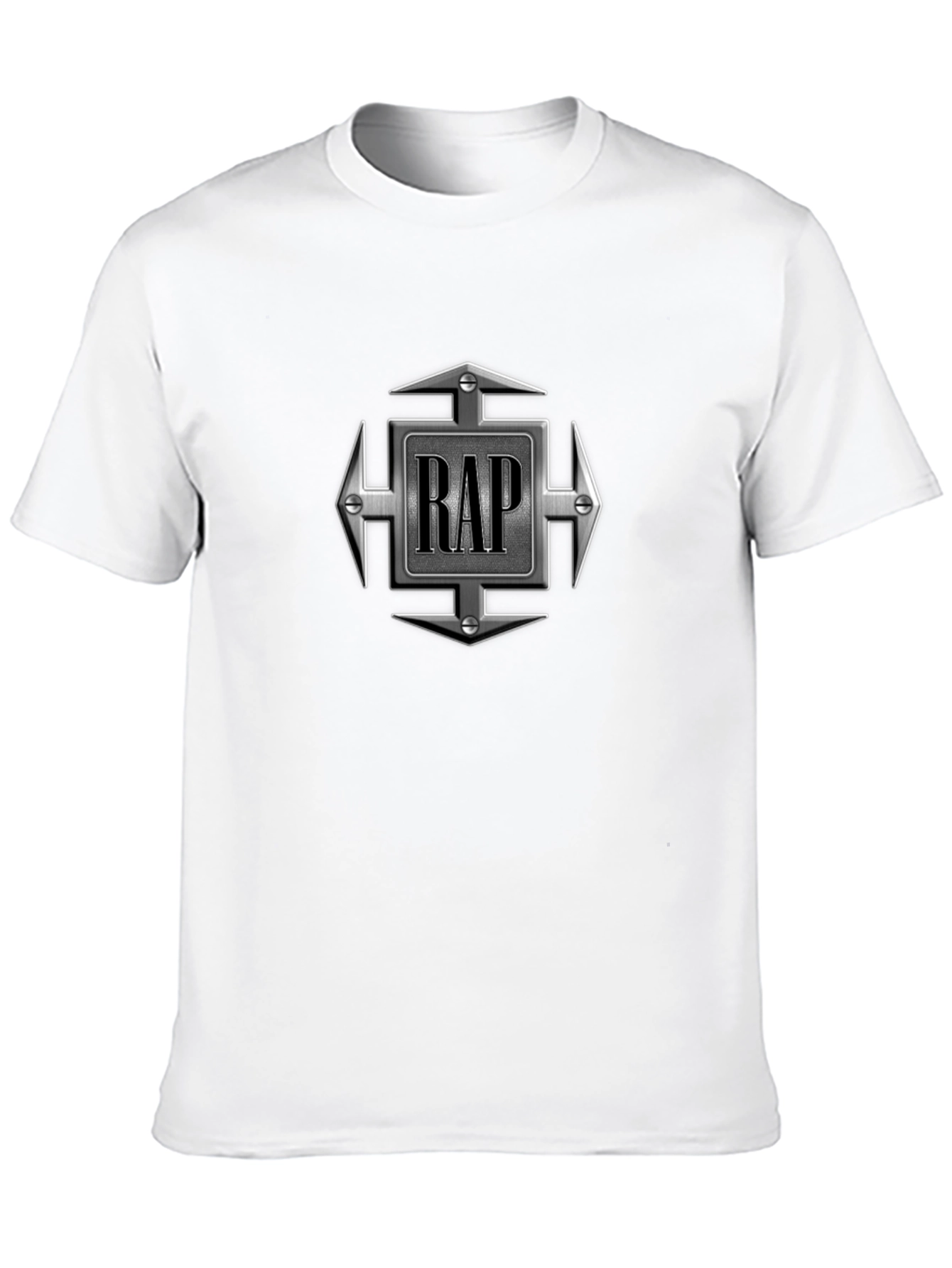 Camiseta Negra Hombre Diseño RAP Metálico