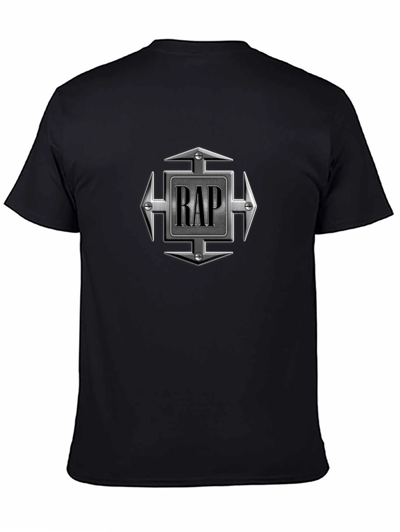 Camiseta Negra Hombre Diseño RAP Metálico