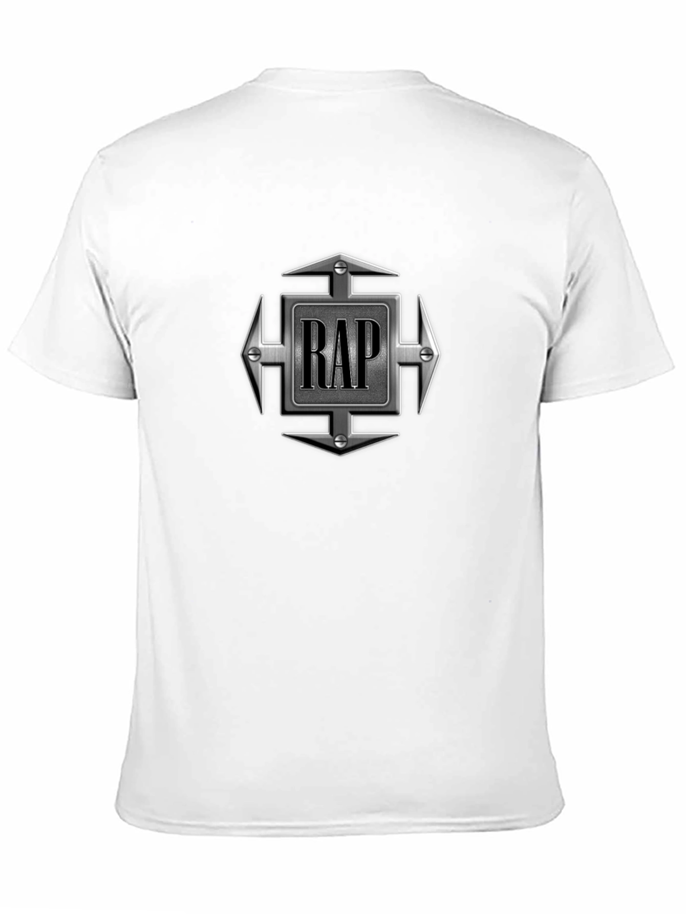 Camiseta Negra Hombre Diseño RAP Metálico