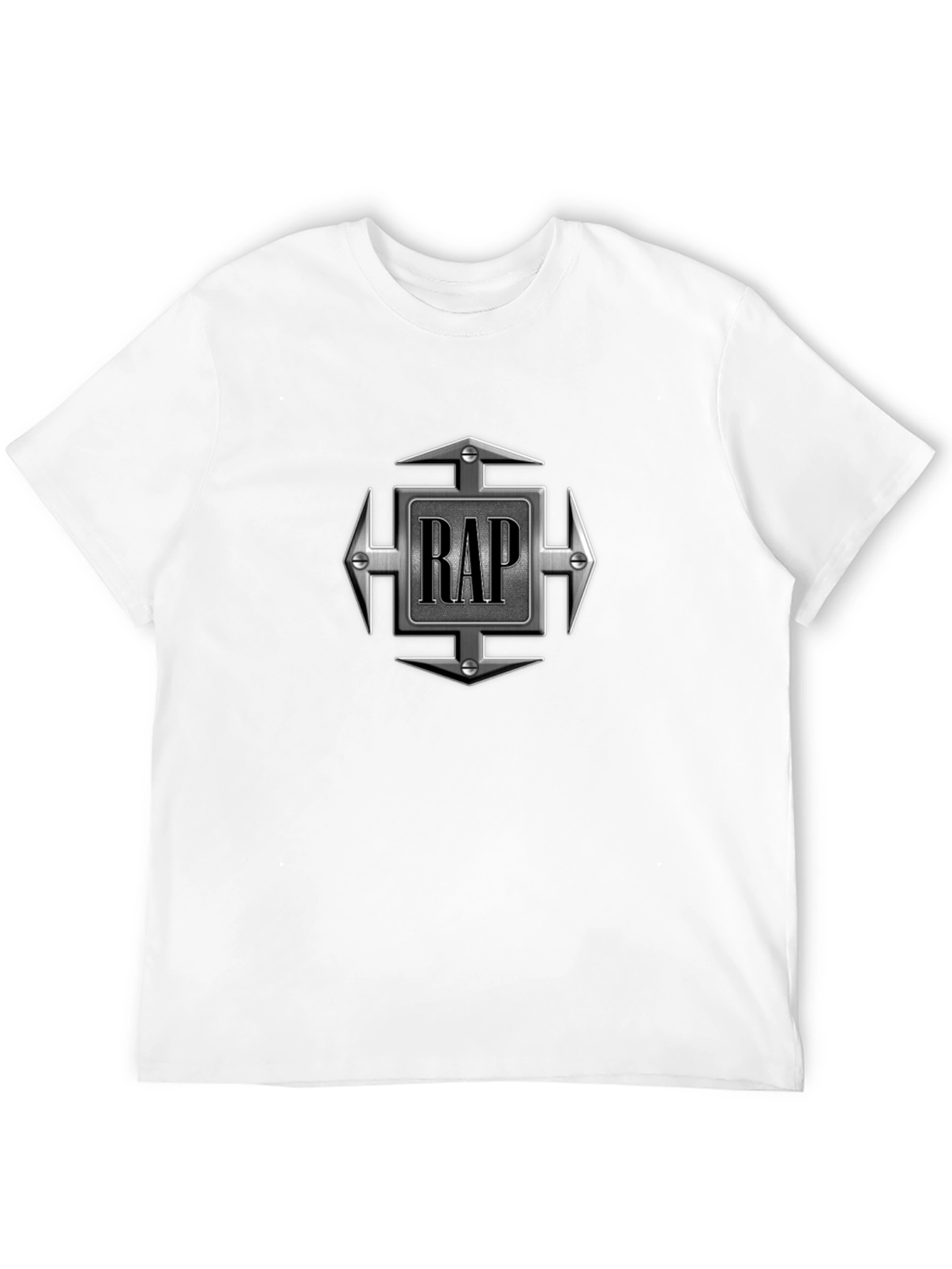Camiseta Negra Hombre Diseño RAP Metálico