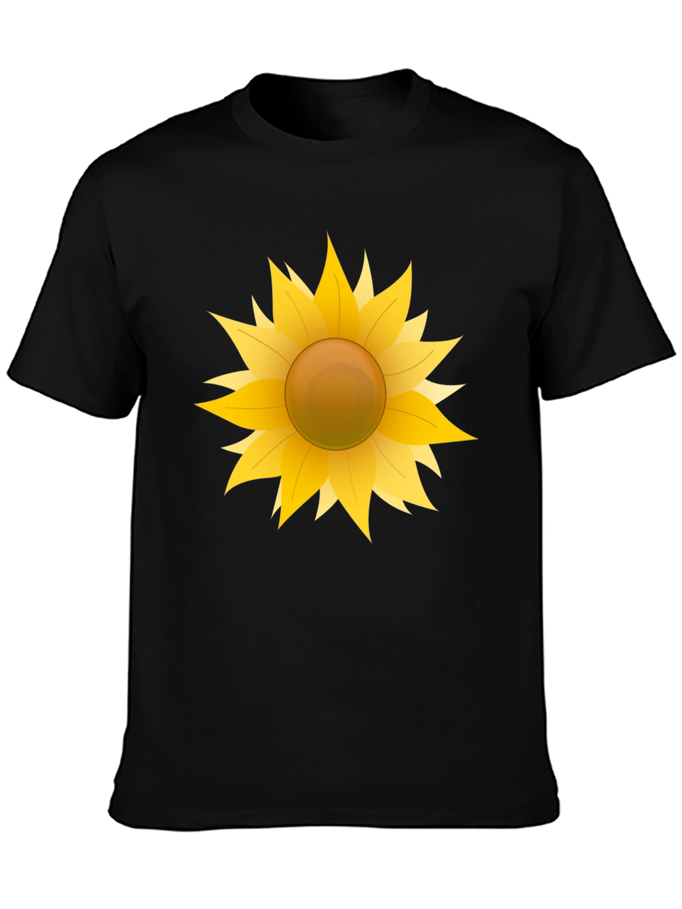 Camiseta Negra con Girasol Gráfico