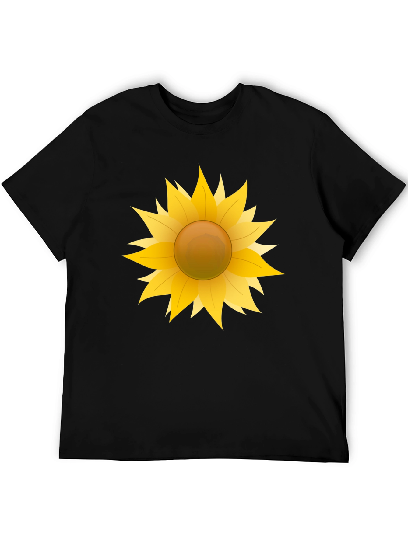 Camiseta Negra con Girasol Gráfico
