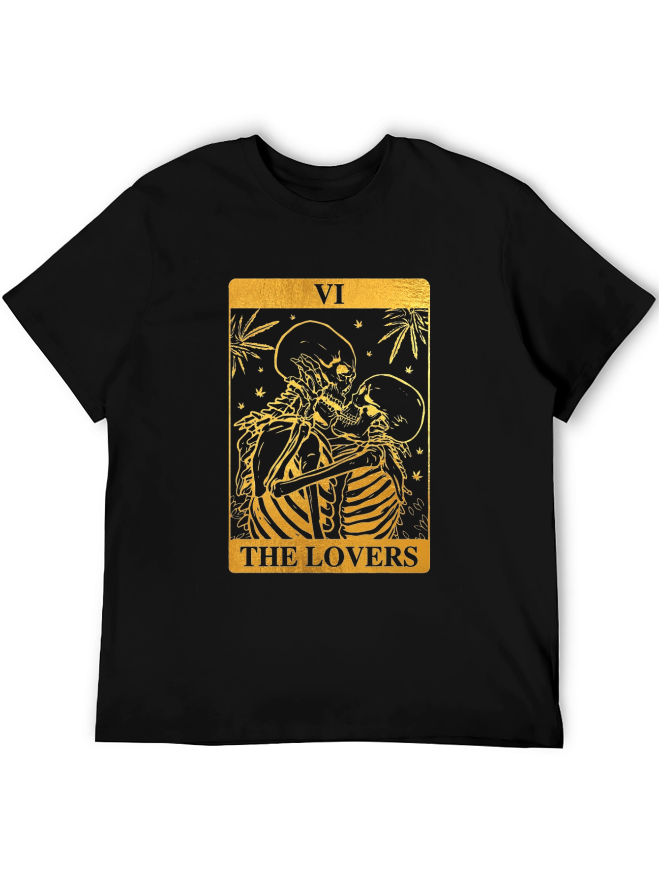 Camiseta Negra con Diseño Los Amantes Tarot