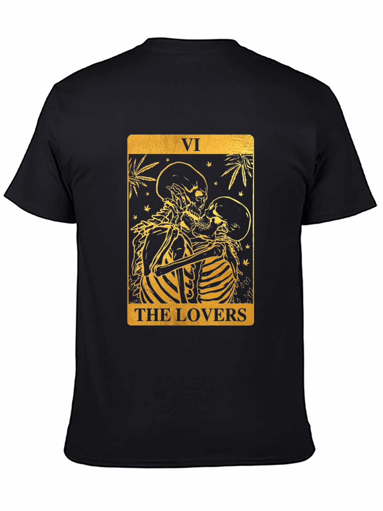 Camiseta Negra con Diseño Los Amantes Tarot