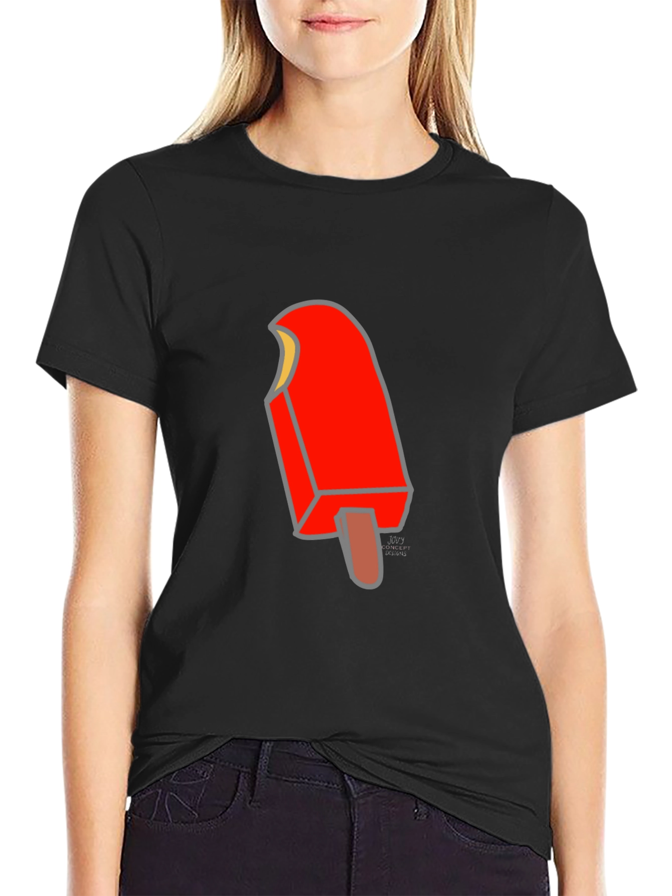 Camiseta Negra con Diseño de Paleta Helada