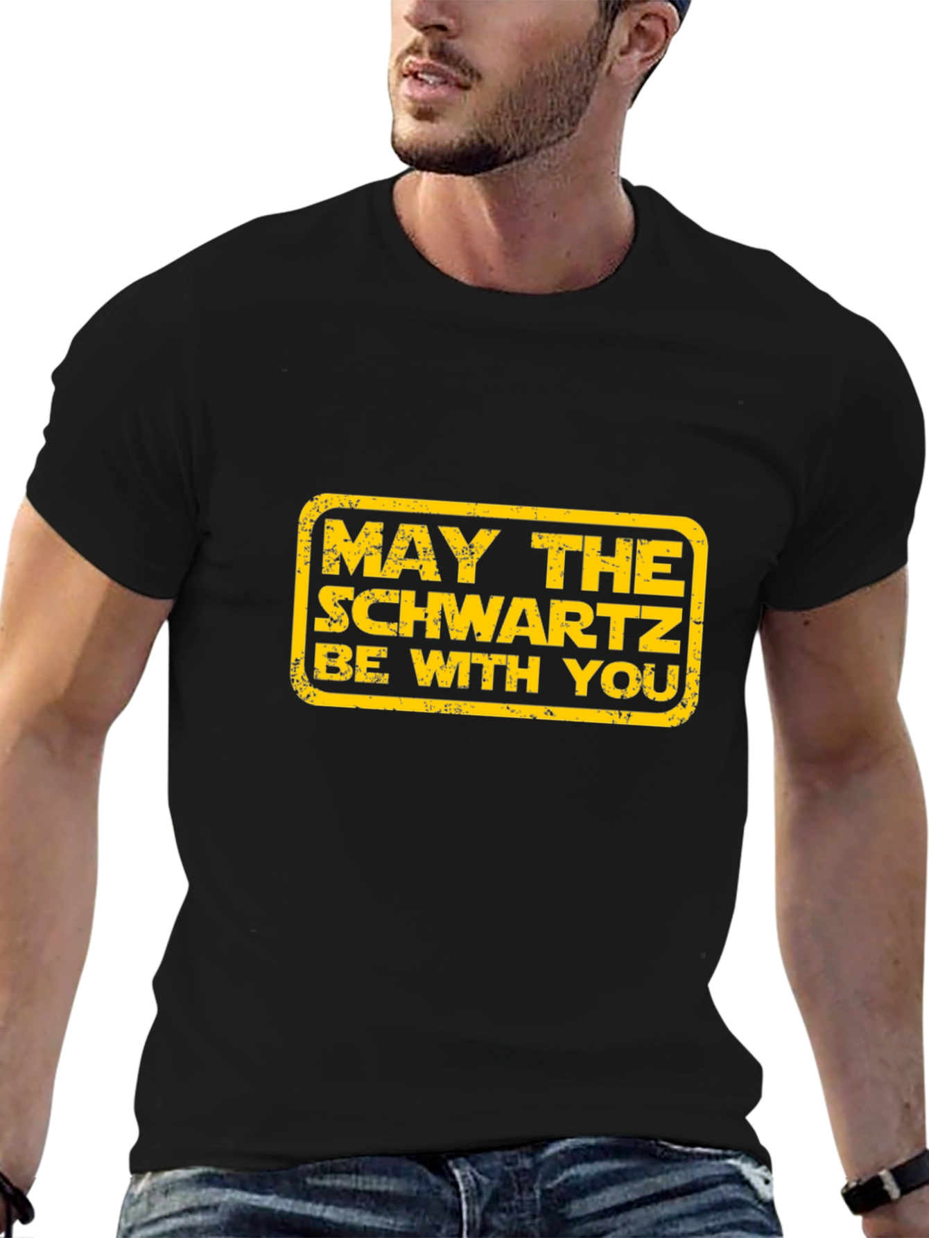 Camiseta Negra Divertida - Que la Schwartz te acompañe