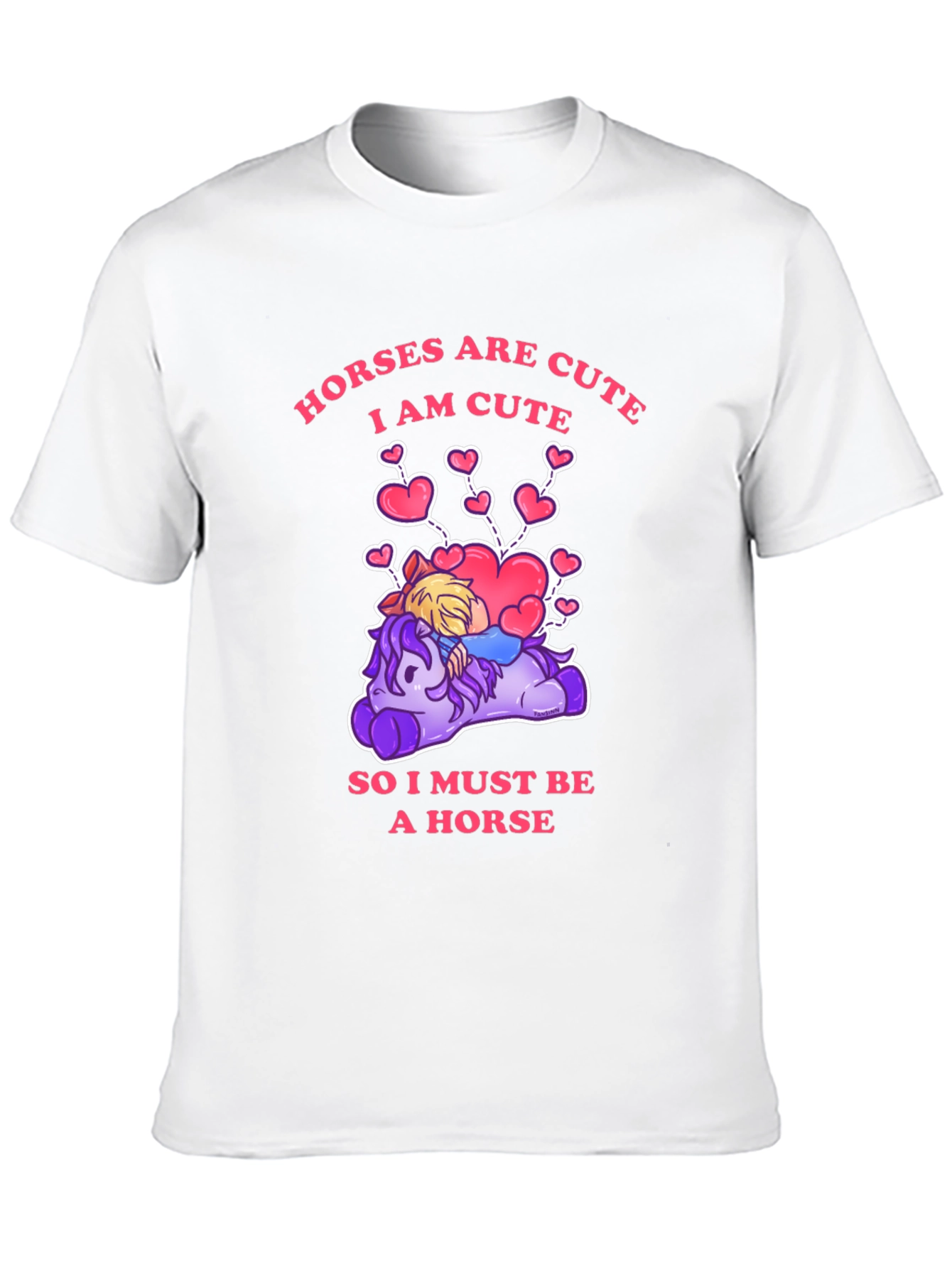 Camiseta Negra con Diseño Gracioso de Caballos