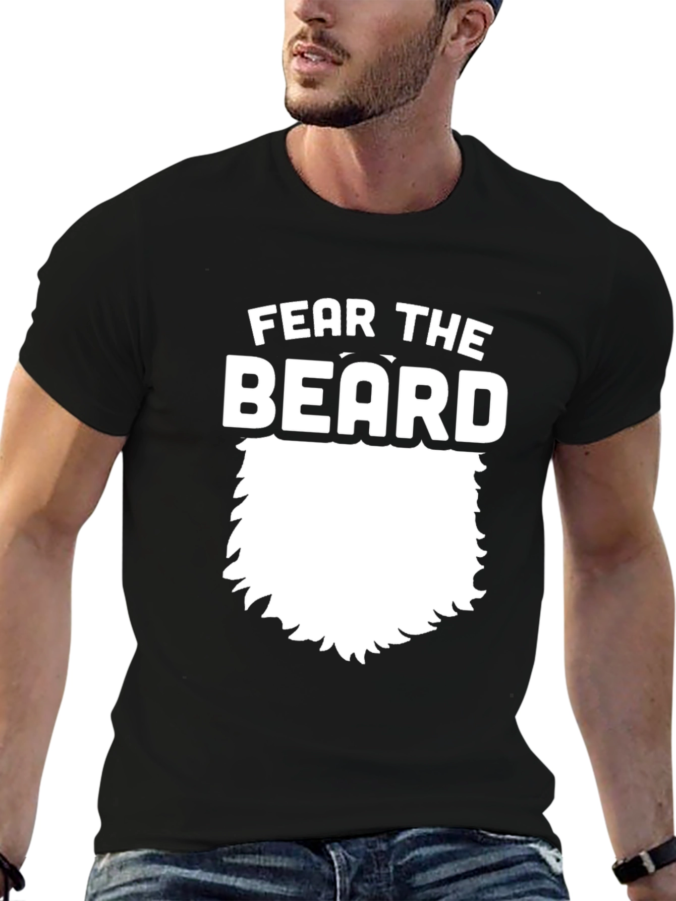 Camiseta Negra Fear The Beard para Hombre