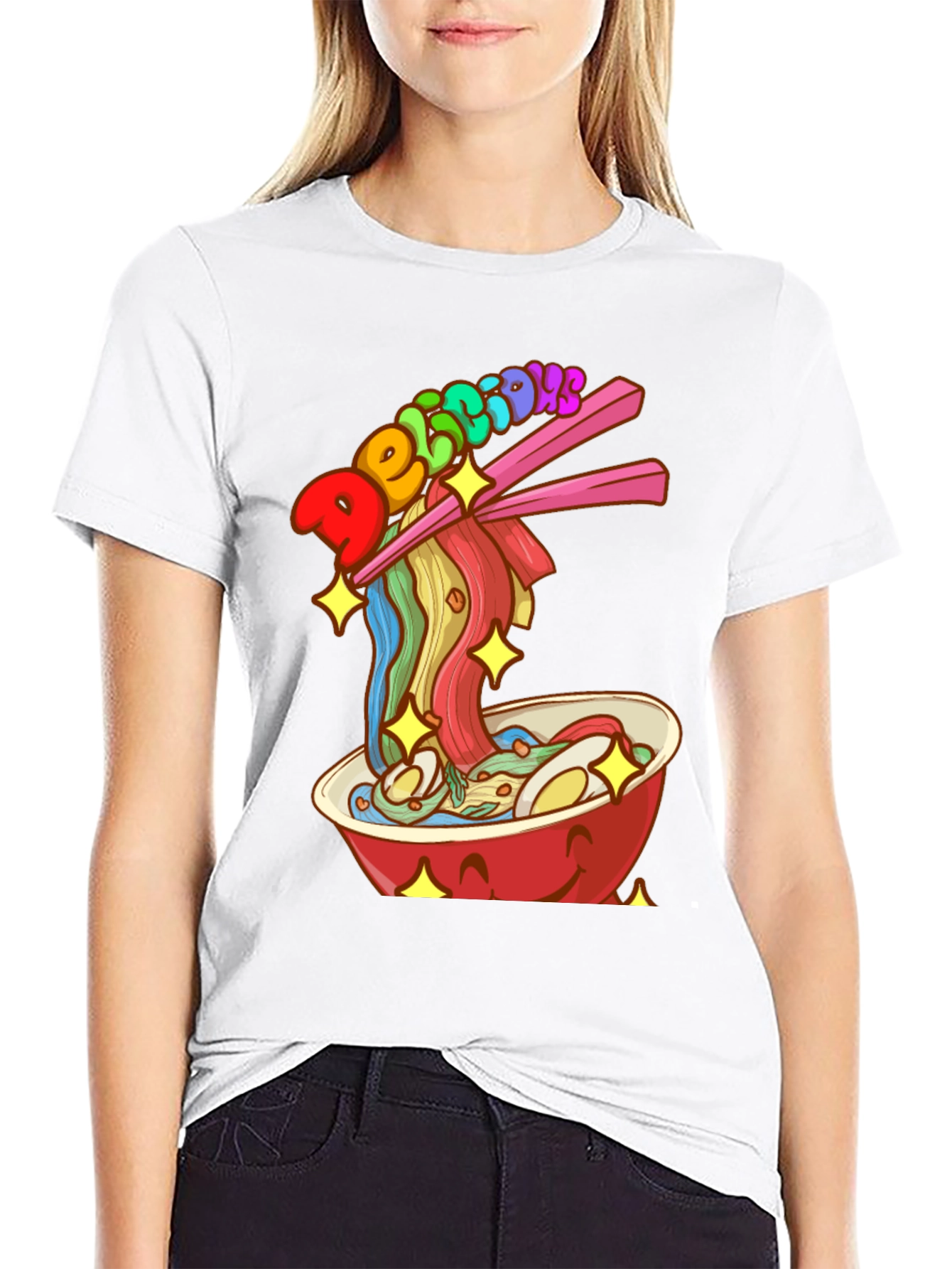 Camiseta Negra con Diseño de Ramen Delicious