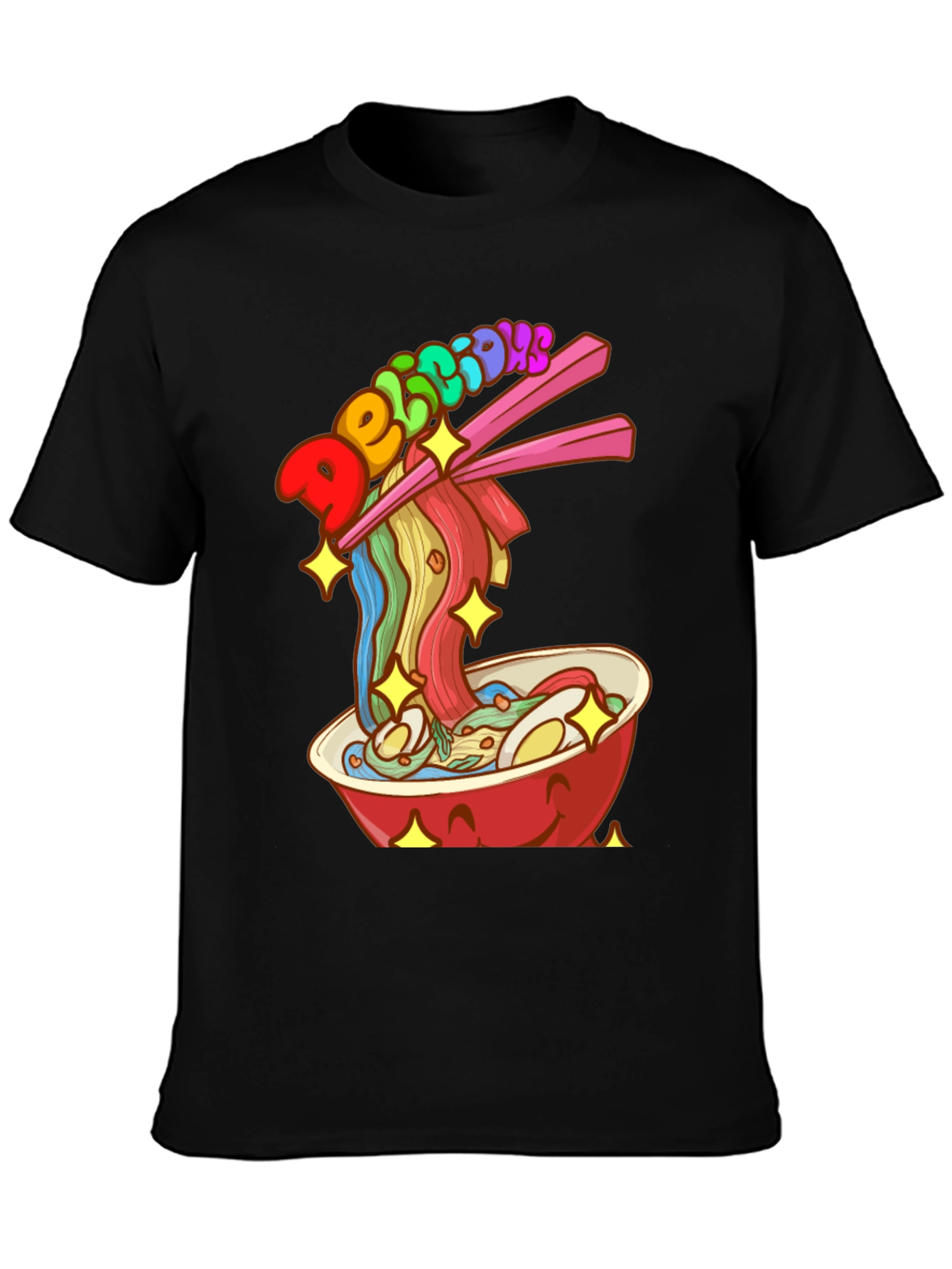 Camiseta Negra con Diseño de Ramen Delicious