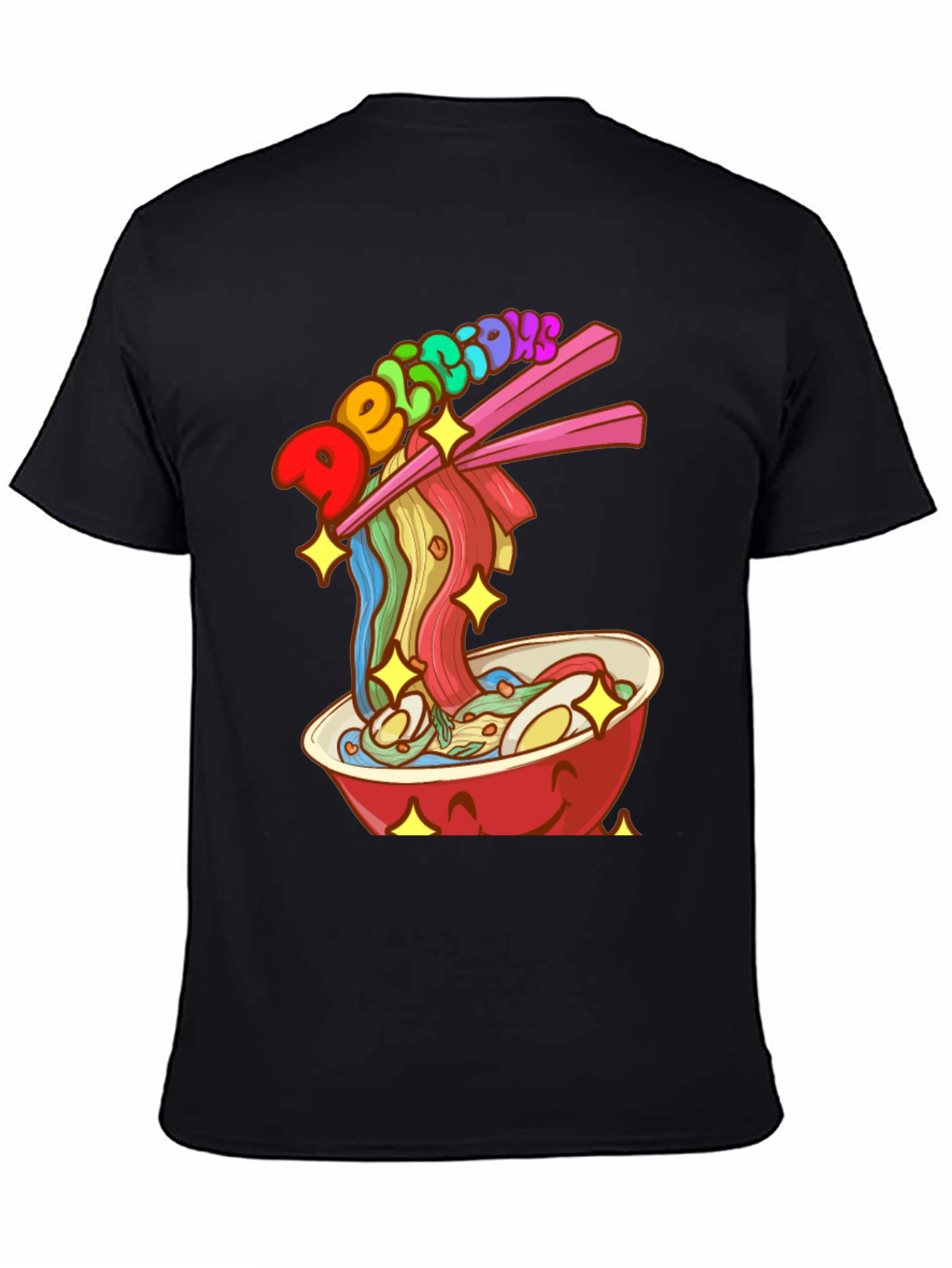 Camiseta Negra con Diseño de Ramen Delicious