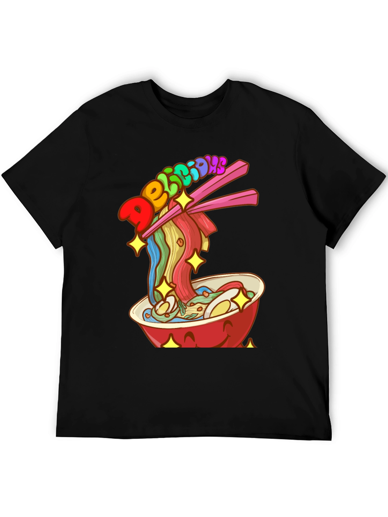 Camiseta Negra con Diseño de Ramen Delicious