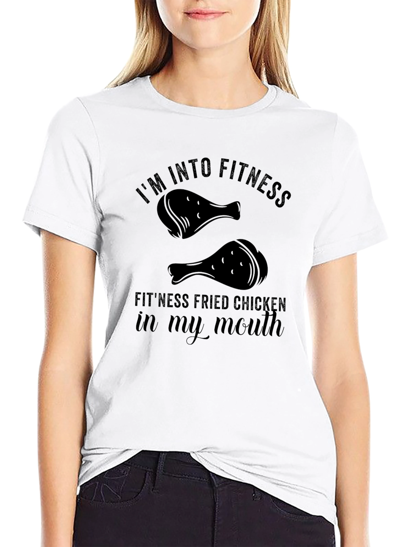 Camiseta Negra Humor Fitness Pollo Frito
