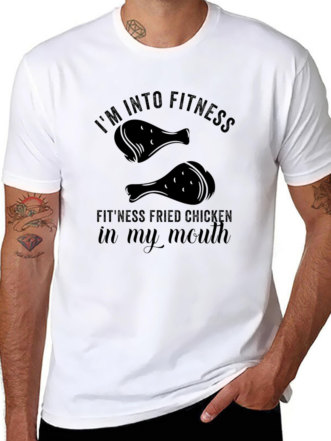 Camiseta Negra Humor Fitness Pollo Frito
