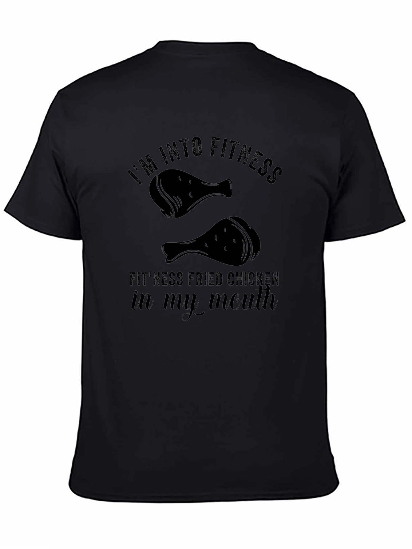 Camiseta Negra Humor Fitness Pollo Frito