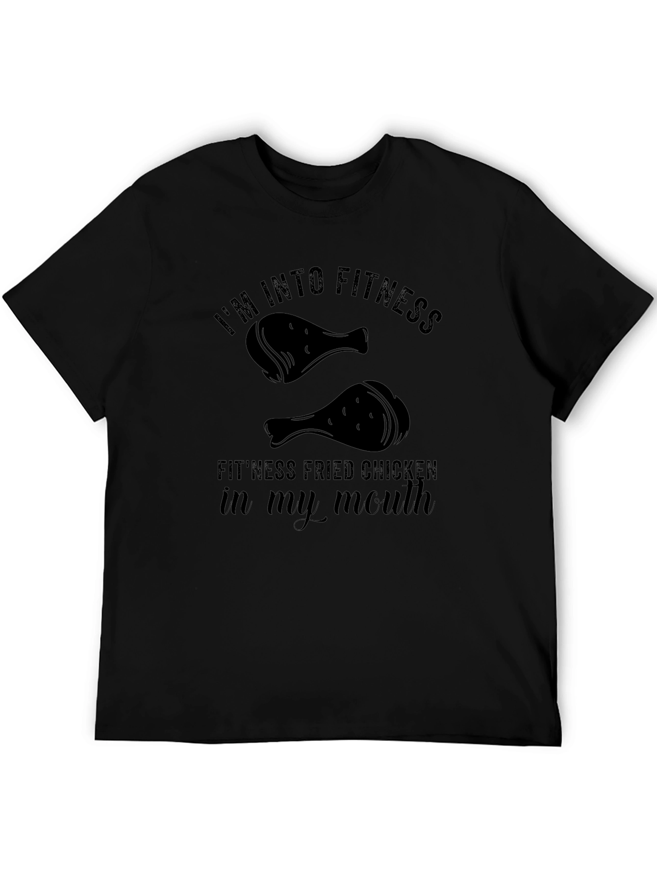 Camiseta Negra Humor Fitness Pollo Frito
