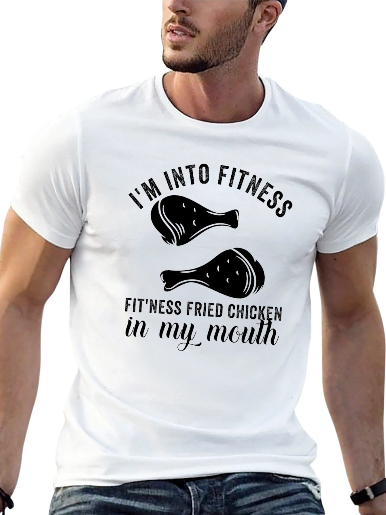 Camiseta Negra Humor Fitness Pollo Frito
