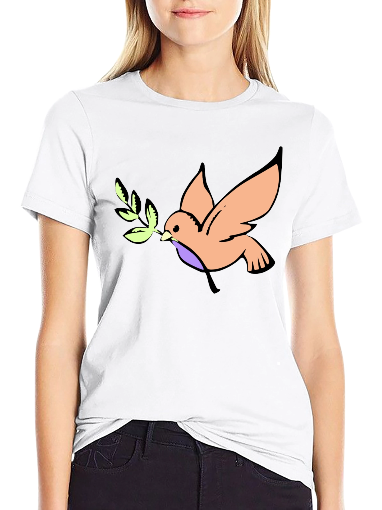 Camiseta Negra con Diseño de Paloma de la Paz