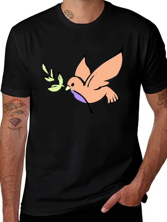 Camiseta Negra con Diseño de Paloma de la Paz