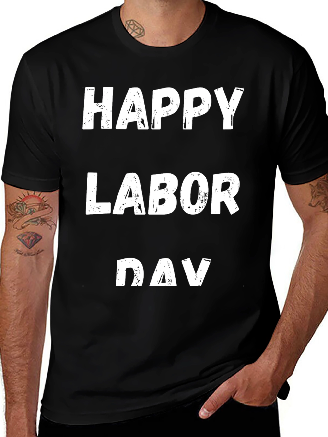 Camiseta Negra Feliz Día del Trabajo