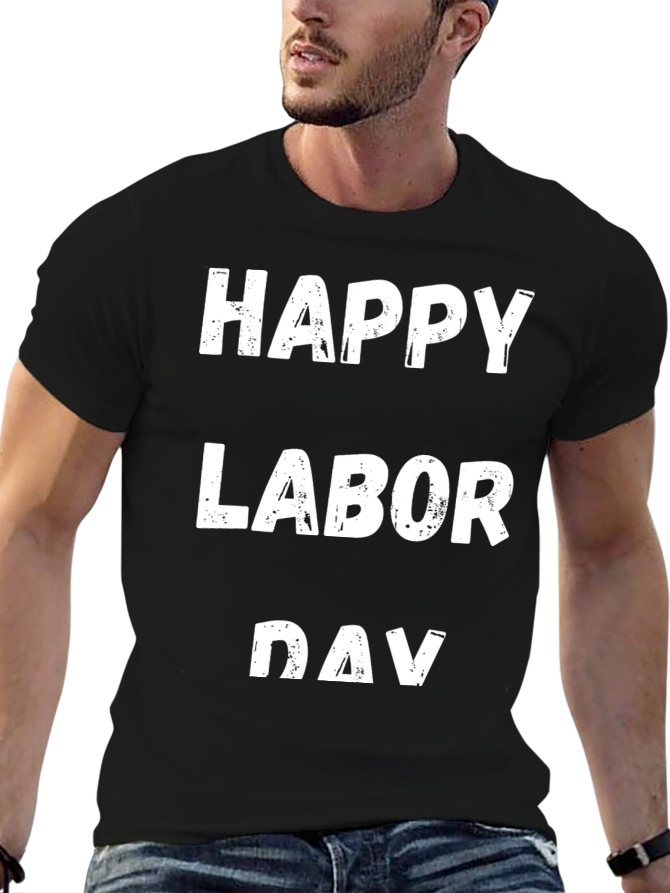Camiseta Negra Feliz Día del Trabajo