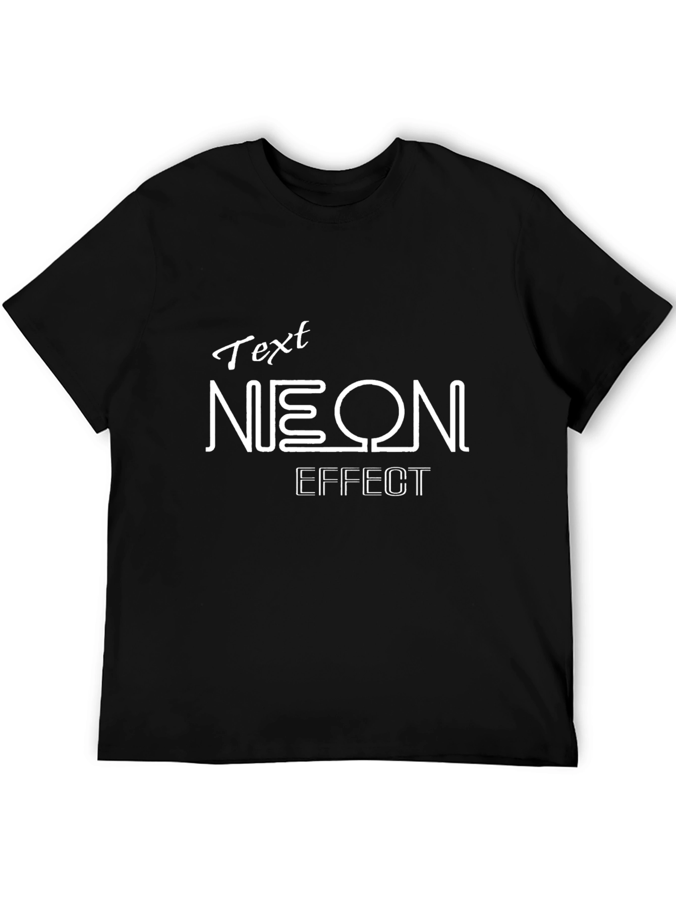 Camiseta Negra con Diseño Text Neon Effect