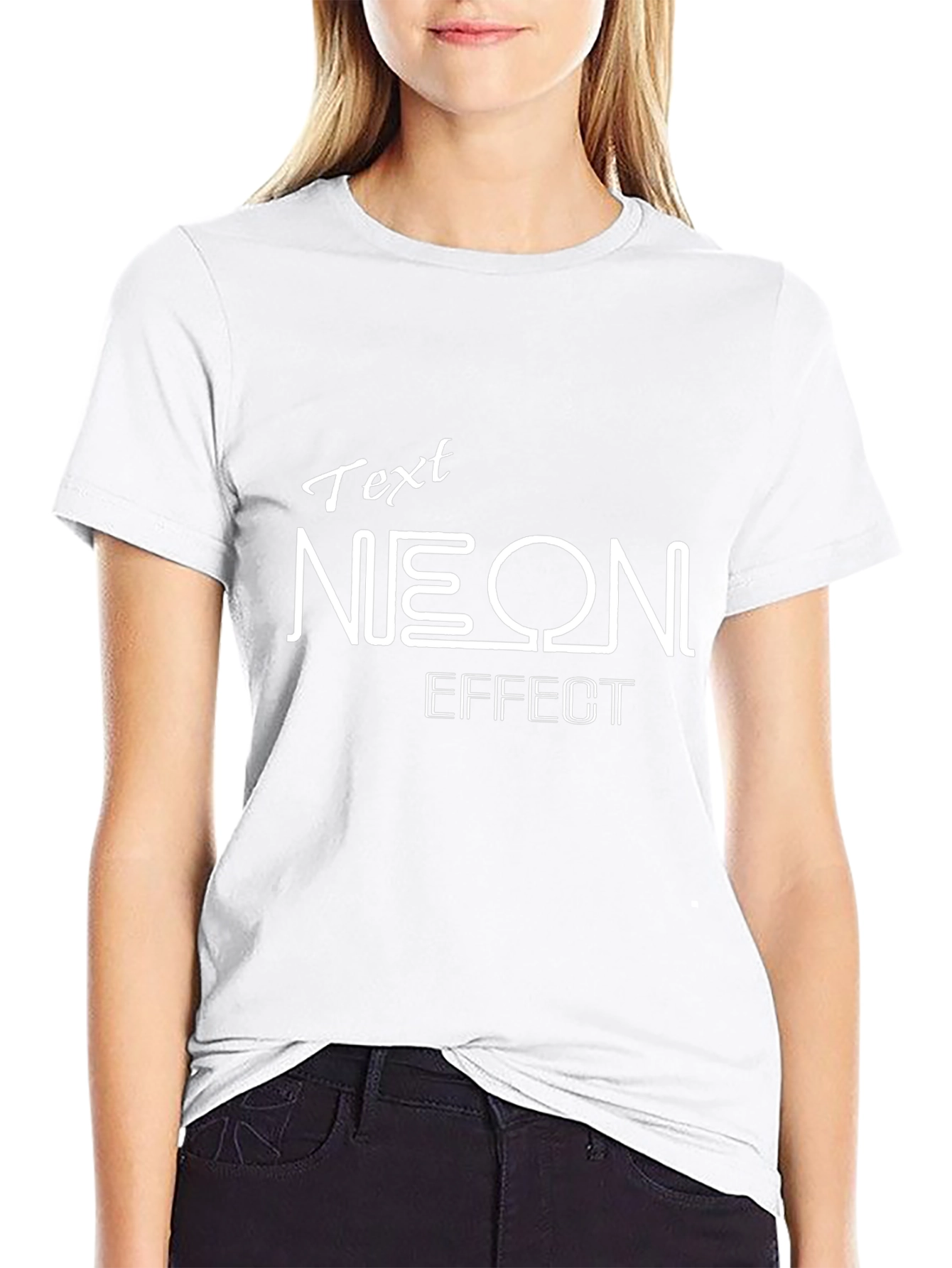 Camiseta Negra con Diseño Text Neon Effect