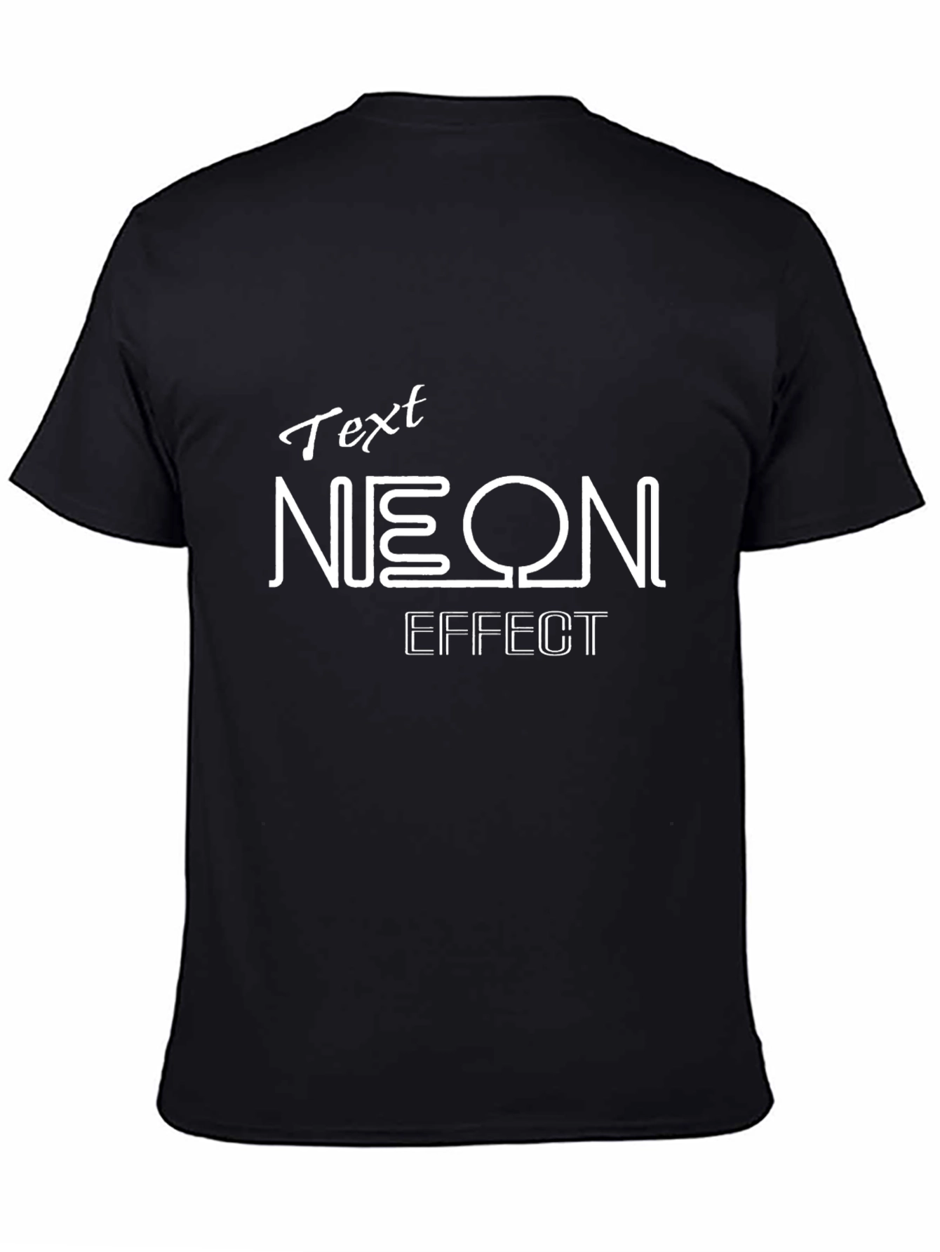 Camiseta Negra con Diseño Text Neon Effect