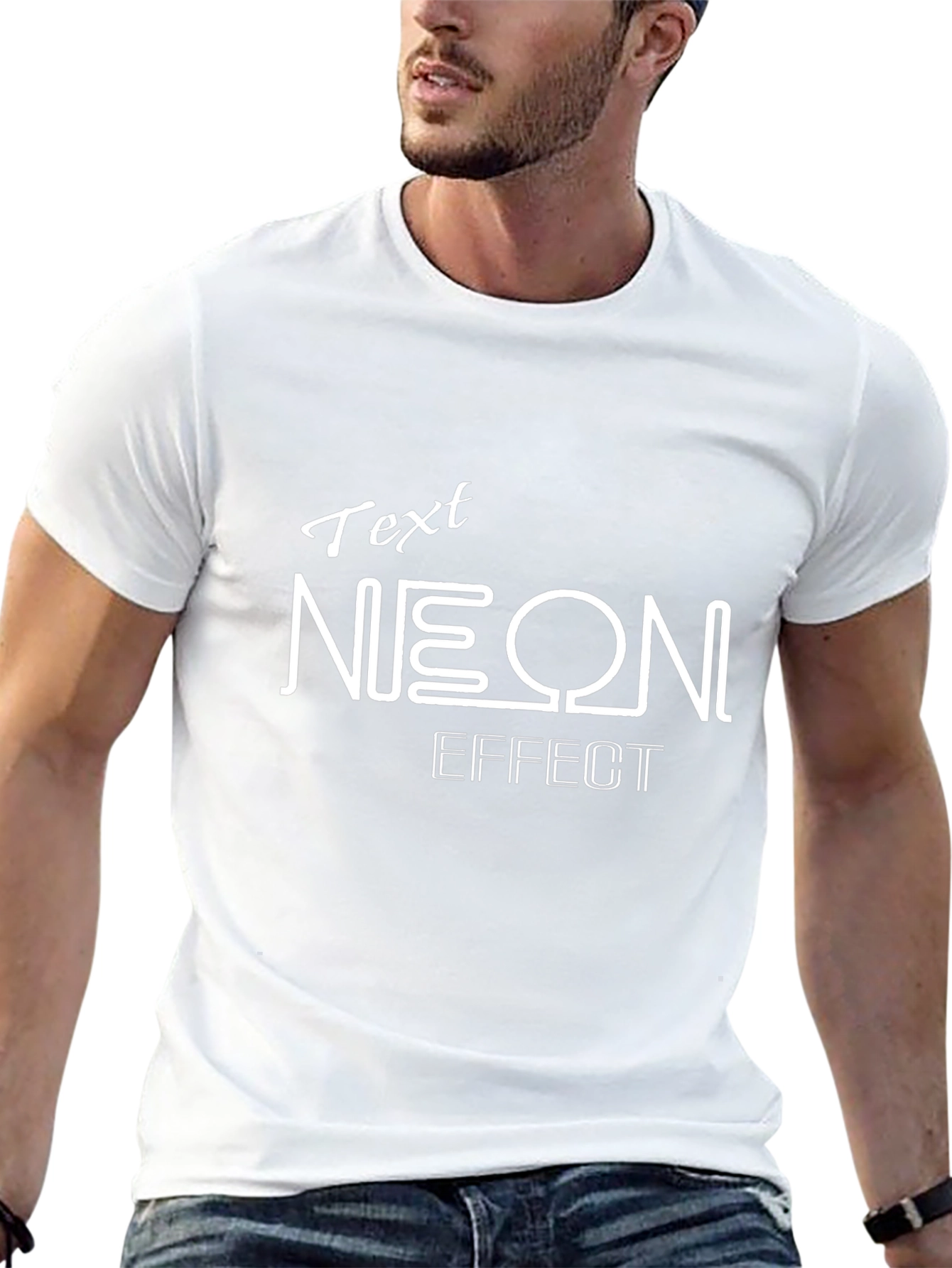 Camiseta Negra con Diseño Text Neon Effect