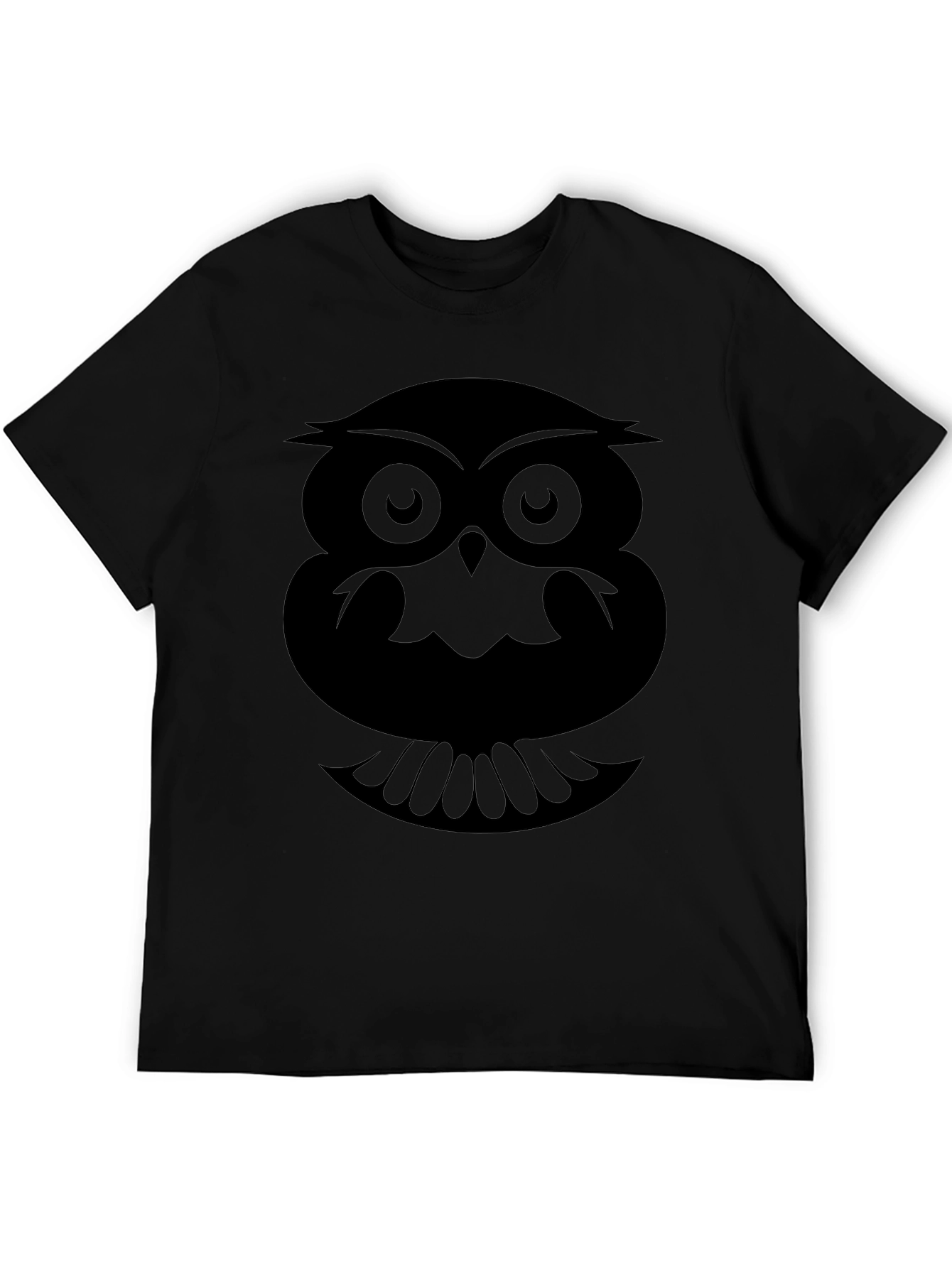 Camiseta Negra con Estampado de Búho Abstracto