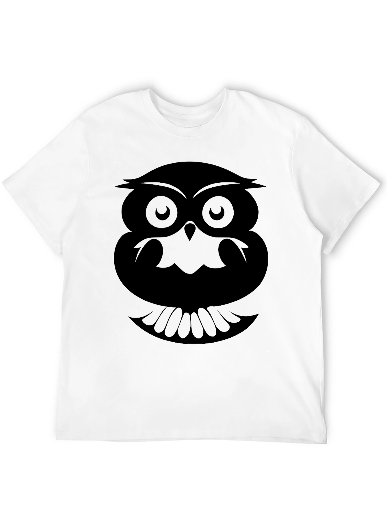 Camiseta Negra con Estampado de Búho Abstracto
