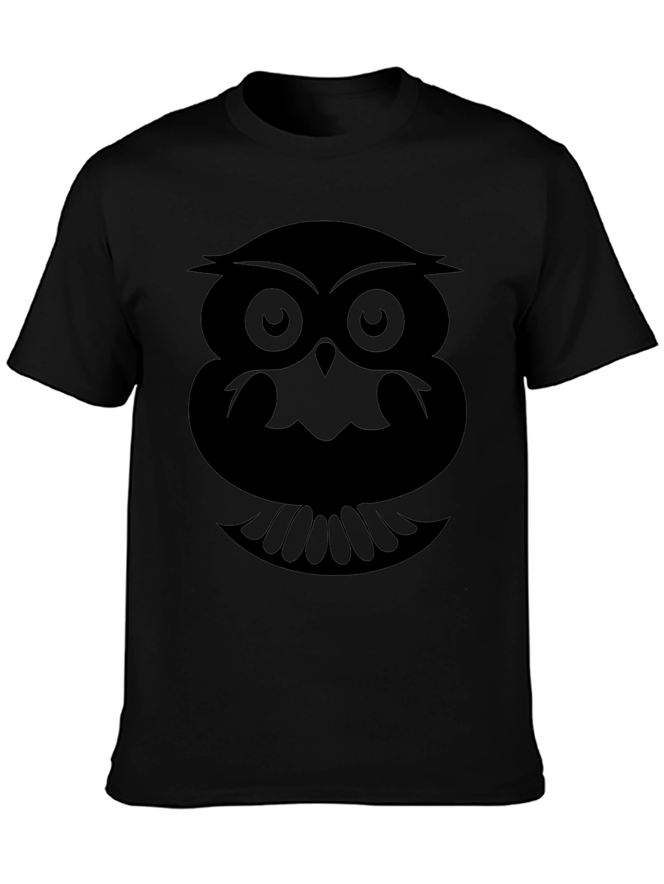 Camiseta Negra con Estampado de Búho Abstracto