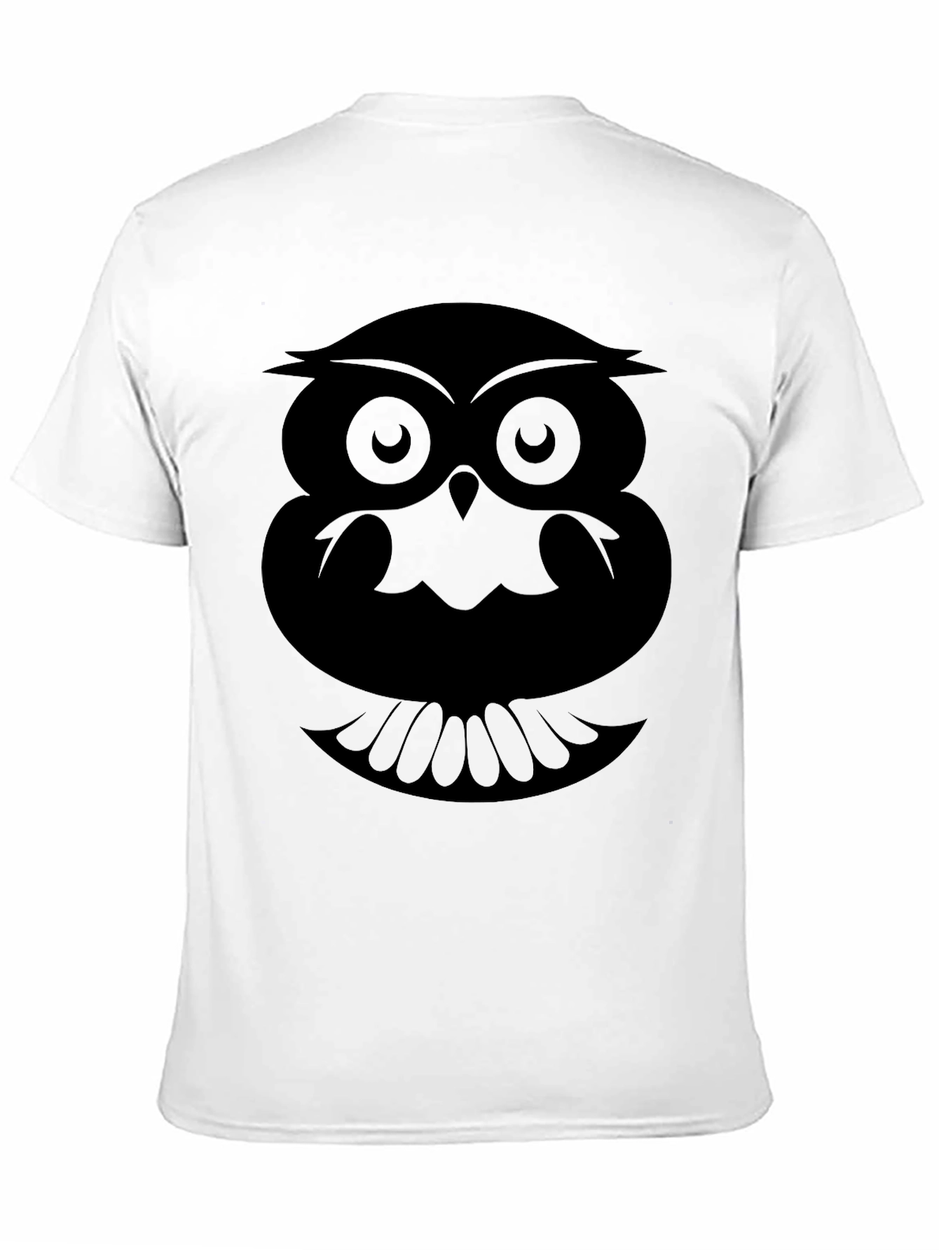 Camiseta Negra con Estampado de Búho Abstracto