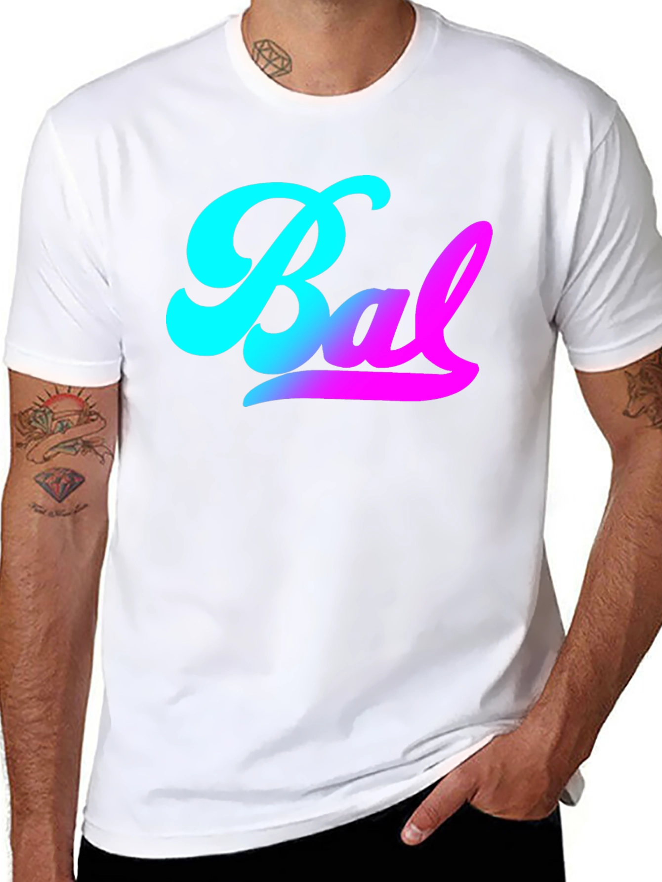 Camiseta Negra Bal Degradado Turquesa a Rosa